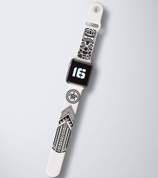 16bands white maori design strap for Apple watch